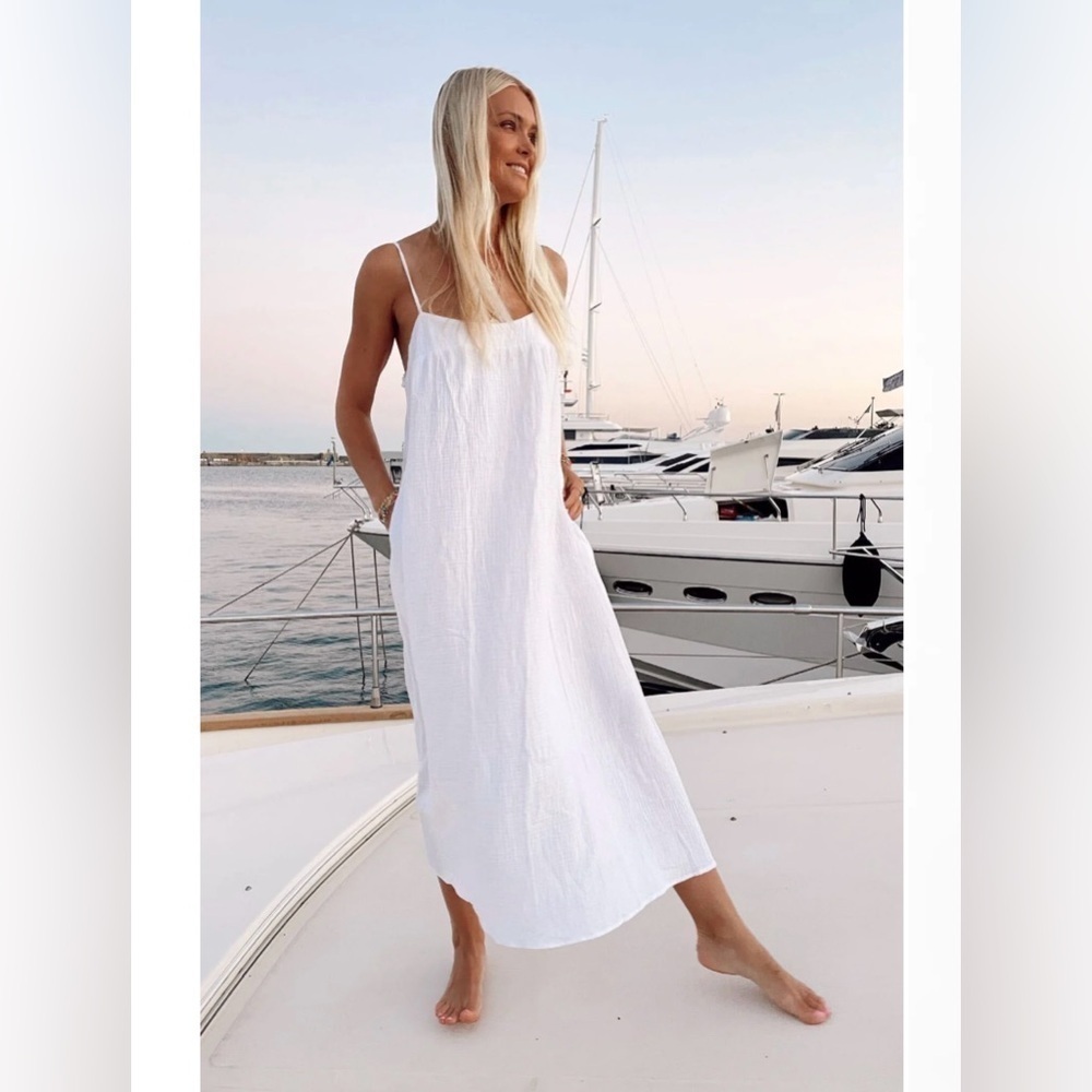 Show Me Your Mumu Oasis Midi Dress White Gauze Size XL
